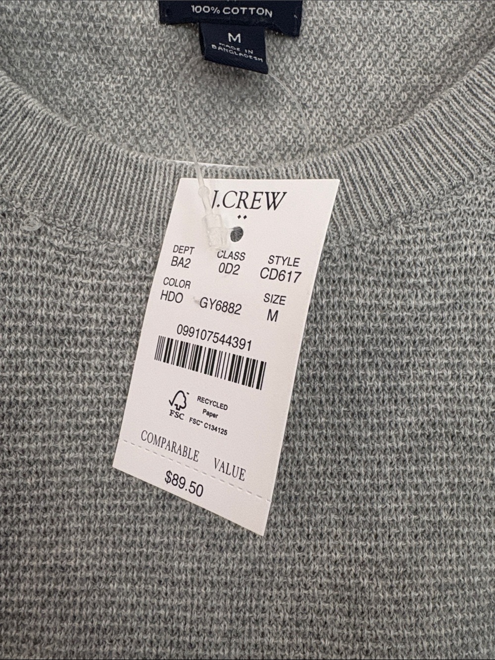 J. Crew Men’s Light Gray Crewneck Sweater - Picture 3 of 6